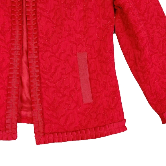 Coldwater Creek Red Decorative Ruffle Accent Jackt - Picture 7 of 11